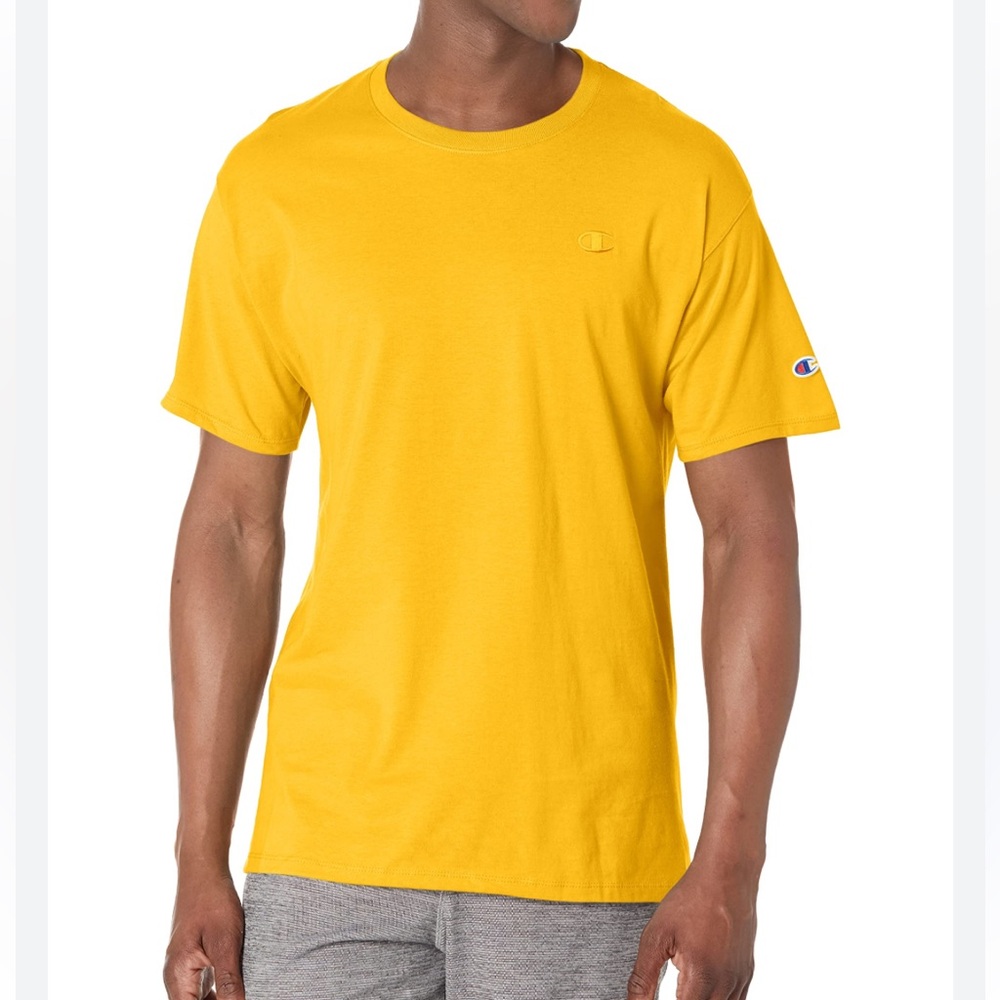 Champion Men's Unisex Cotton T-Shirt, Classic Tee, C Logo Large Team Gold, XL